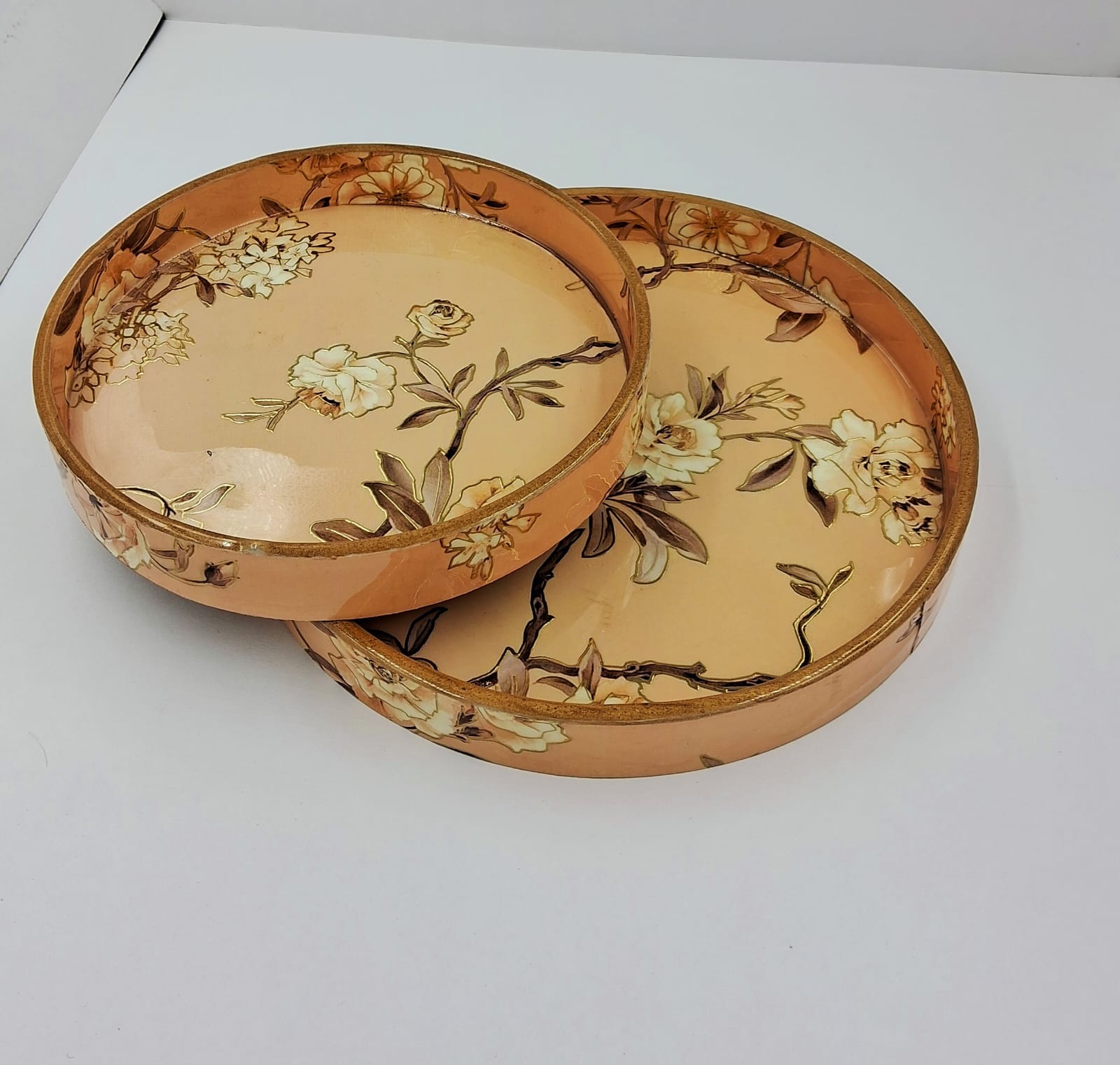 Enameled coated print Serving tray set of 2 moradabad handicrafts ashmor crafts