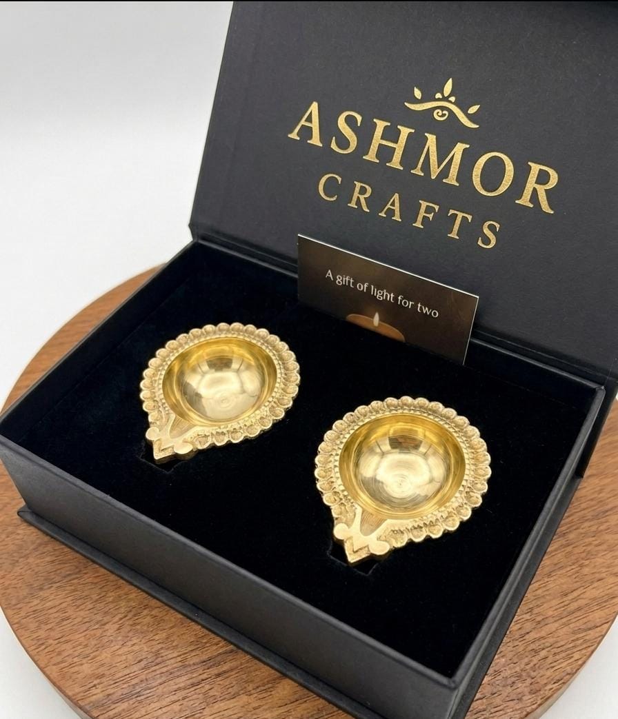 Brass Diya Set Of 2 Moradabad handicrafts product brass diya ashmor crafts